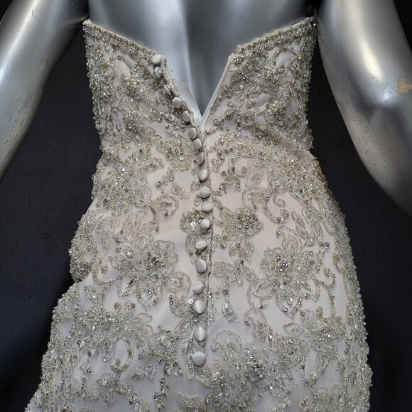 NWT~$3299~ALLURE BRIDAL~SZ 2/4~CHAMPAGNE STRAPLESS FIT & FLARE WEDDING DRESS - Picture 14 of 16